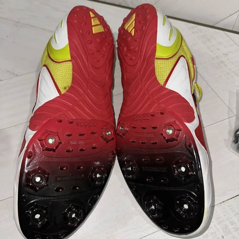 Adidas Meteor 2 SP Men's Size 13 Track Shoes, Yellow Red, 663227 W/spikes & Key